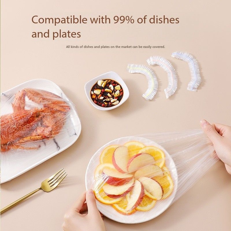 100pcs Plastic wrap cover, food grade PE household plastic wrap, thickened disposable plastic bag, dust-proof, insect proof, leftover rice bowl cover