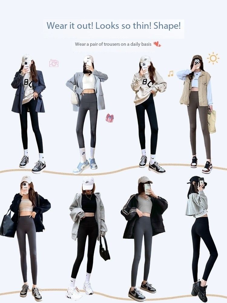 Nine point shark pants for women wearing spring and autumn high waisted tight pants, yoga Barbie pants with fleece leggings