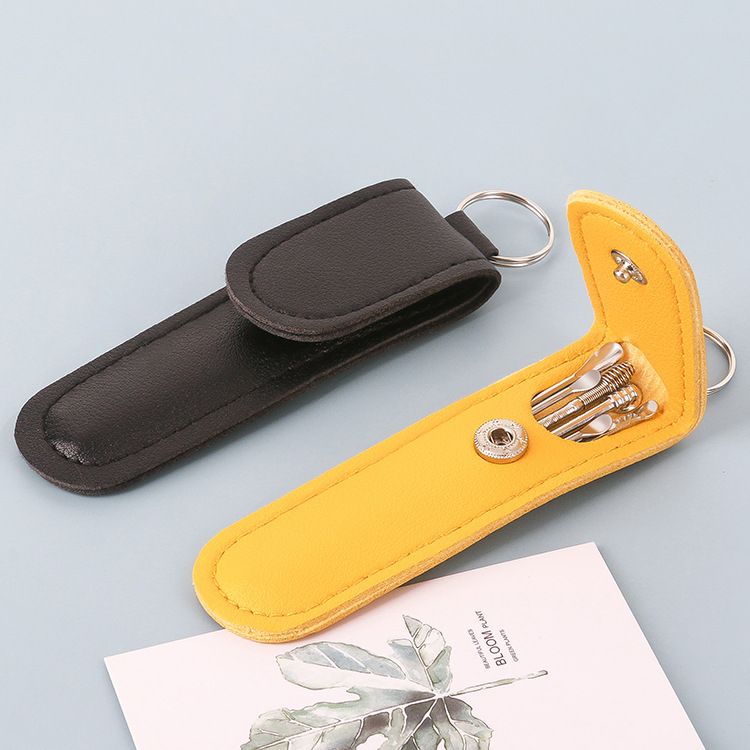 6-piece household ear picking and cleaning tool set, portable spiral spring ear scoop