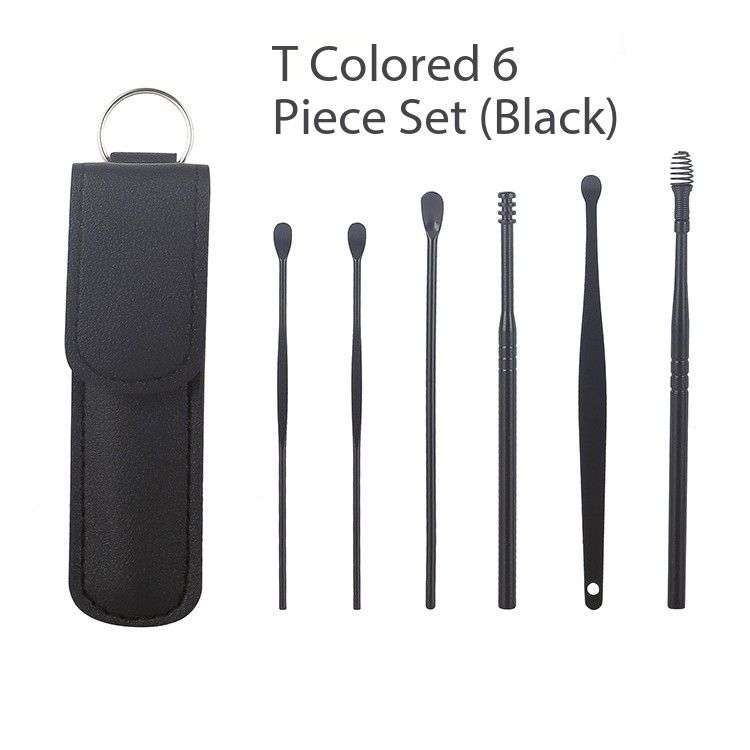 6-piece household ear picking and cleaning tool set, portable spiral spring ear scoop