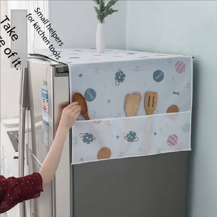 2PCS refrigerator dust cover PEVA waterproof, oil proof, dustproof storage hanging bag single door double door washing machine refrigerator cover cloth