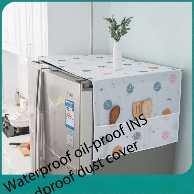 2PCS refrigerator dust cover PEVA waterproof, oil proof, dustproof storage hanging bag single door double door washing machine refrigerator cover cloth