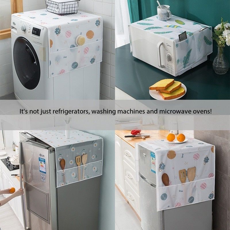 2PCS refrigerator dust cover PEVA waterproof, oil proof, dustproof storage hanging bag single door double door washing machine refrigerator cover cloth