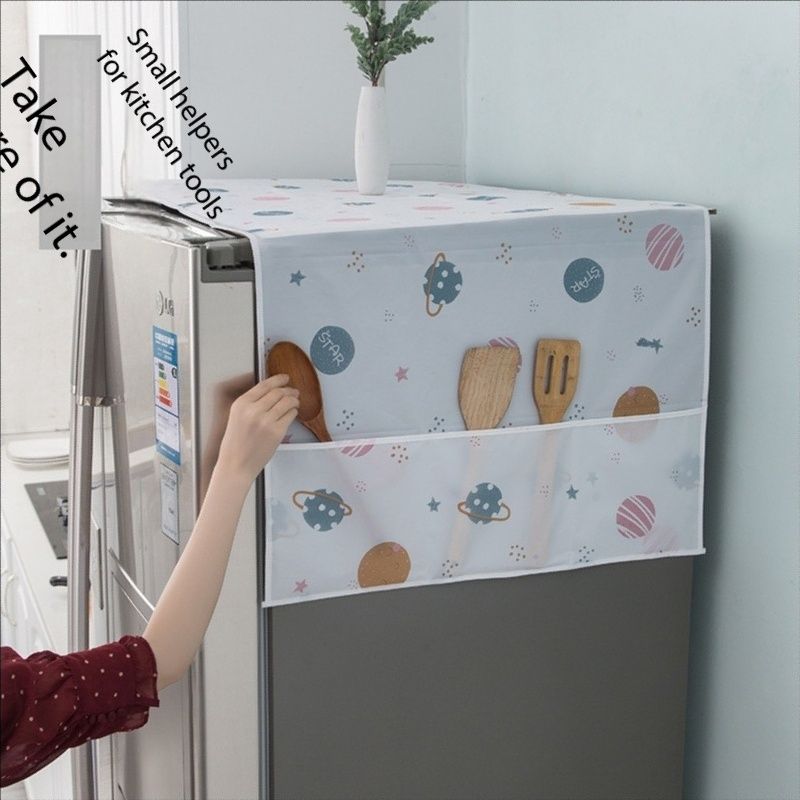 2PCS refrigerator dust cover PEVA waterproof, oil proof, dustproof storage hanging bag single door double door washing machine refrigerator cover cloth