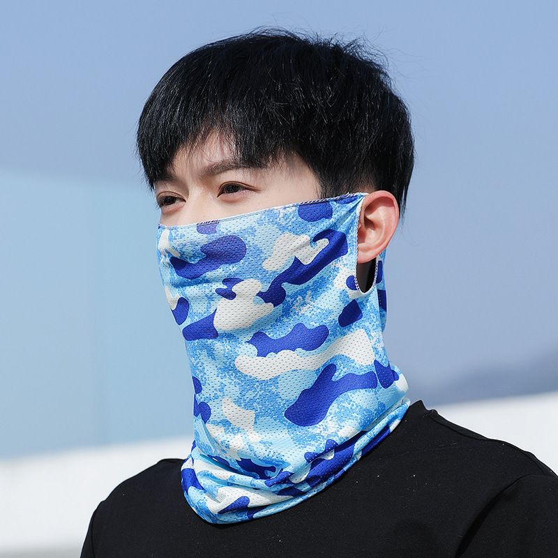 Ice silk breathable mesh ear mask, summer sun protection, cycling, outdoor headscarf, men's and women's headgear, scarf