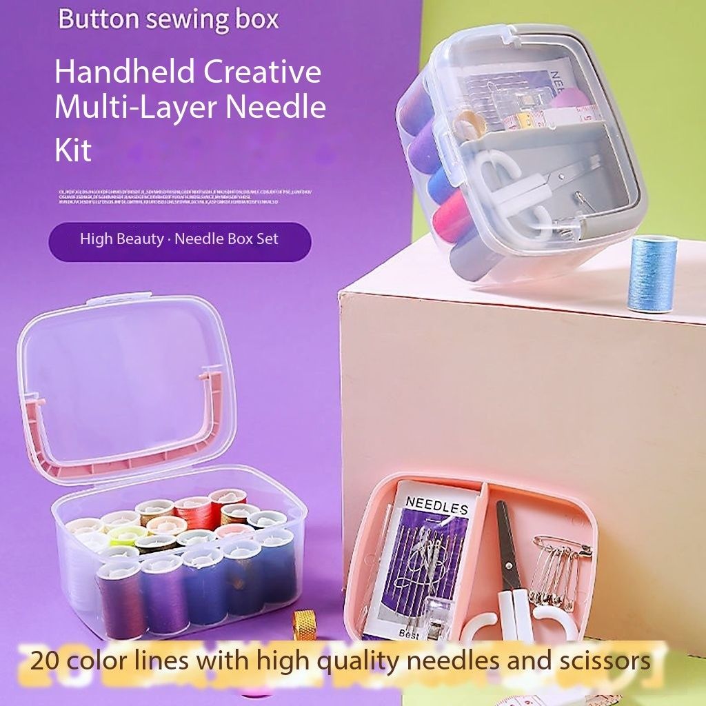 24 color household needle and thread box set, portable multifunctional needle and thread kit, sewing needle and thread, hand sewing needle