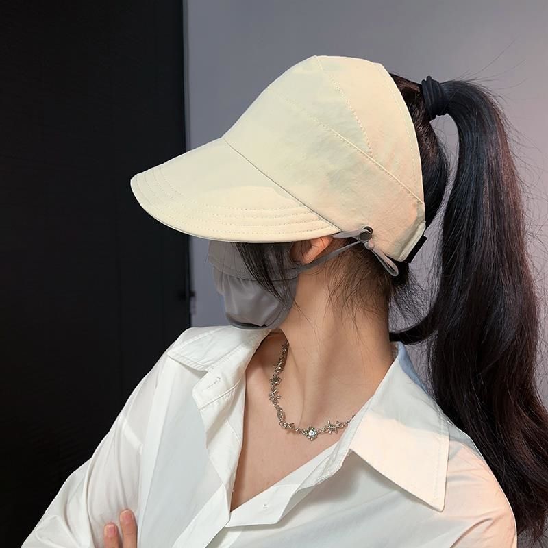 Knitted hollow toe cap for women, thin design, big head circumference, small face, versatile, pile up hat