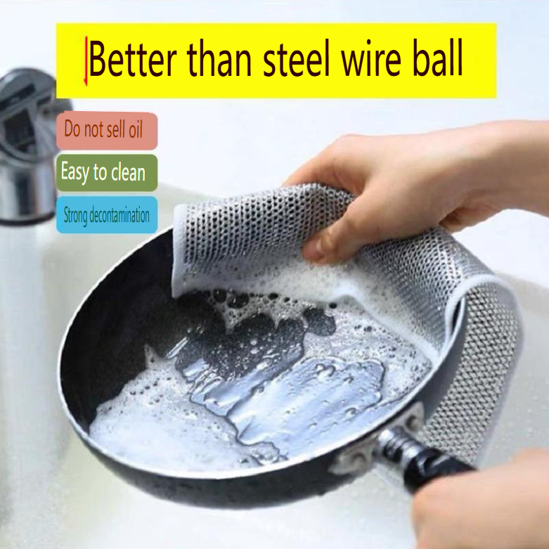 40PCS silver wire cleaning cloth for kitchen stove, steel wire dishwashing cloth, non greasy, oil removing, dirt removing, metal wire silver wire cleaning cloth