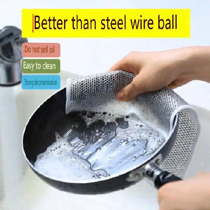 40PCS silver wire cleaning cloth for kitchen stove, steel wire dishwashing cloth, non greasy, oil removing, dirt removing, metal wire silver wire cleaning cloth