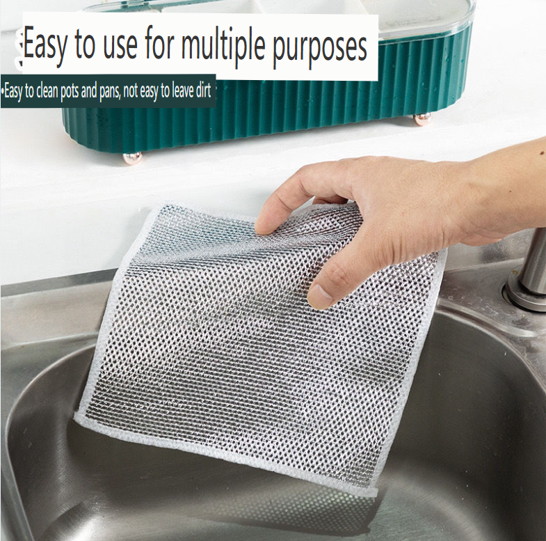 40PCS silver wire cleaning cloth for kitchen stove, steel wire dishwashing cloth, non greasy, oil removing, dirt removing, metal wire silver wire cleaning cloth
