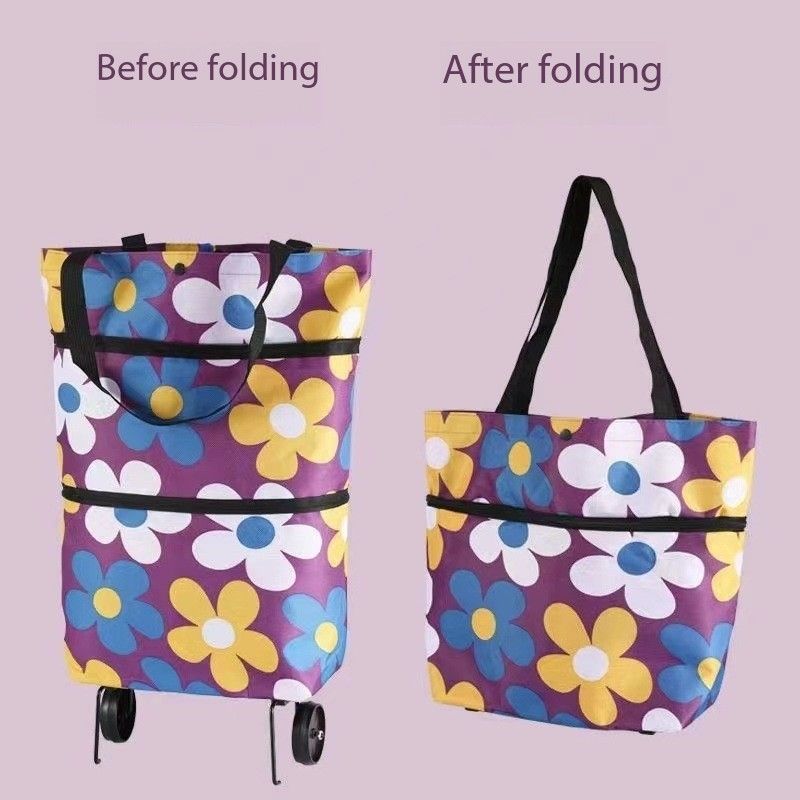 Portable grocery cart, small cart for home use, foldable backpack for shopping, hand pulled cart, lightweight with wheels for home use