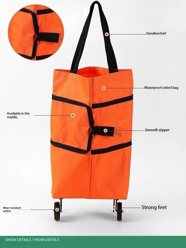 Portable grocery cart, small cart for home use, foldable backpack for shopping, hand pulled cart, lightweight with wheels for home use