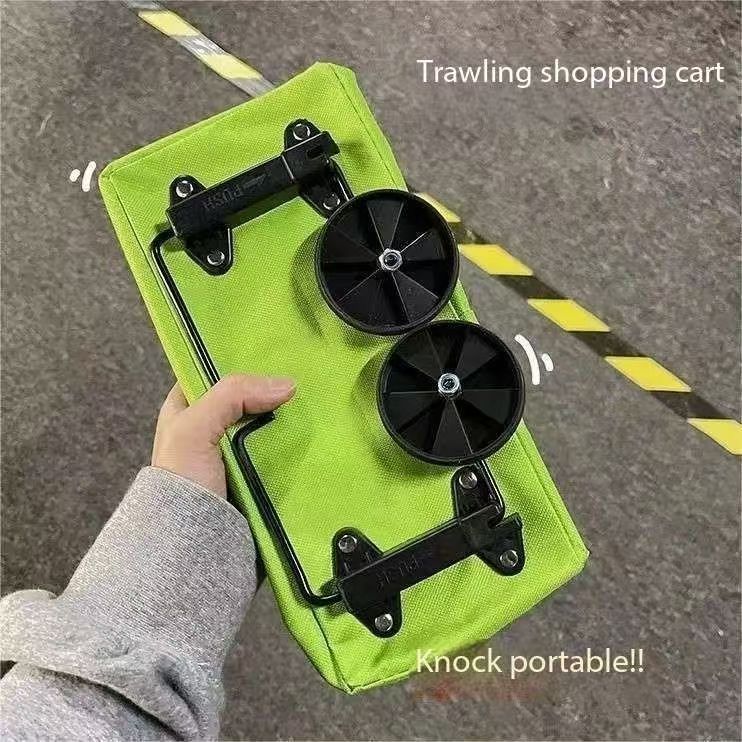Portable grocery cart, small cart for home use, foldable backpack for shopping, hand pulled cart, lightweight with wheels for home use