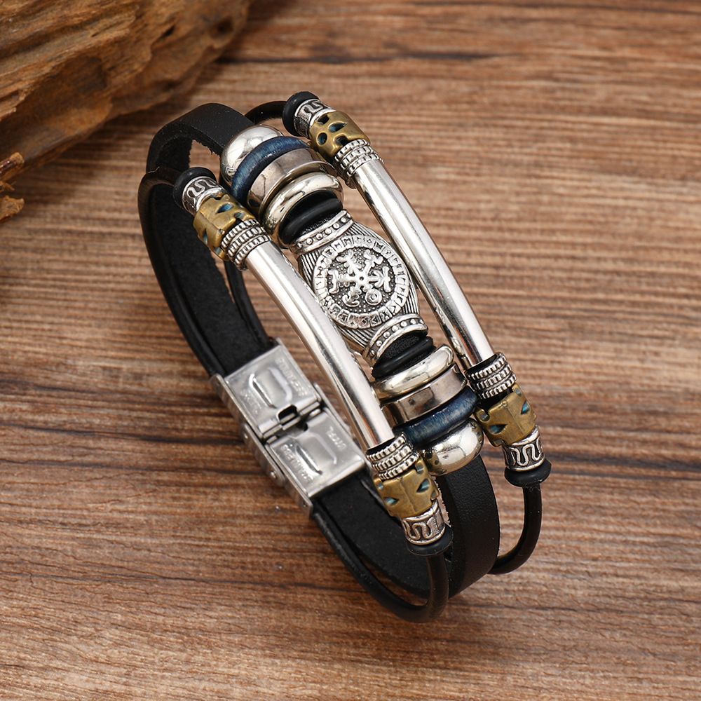 Vintage Viking style leather bracelet, European and American new creative men's bracelet