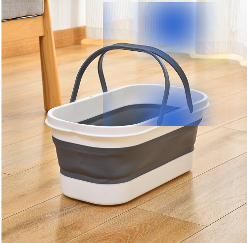 Outdoor portable hand-held plastic bucket, household multifunctional silicone mop bucket, rectangular folding bucket, mop basin