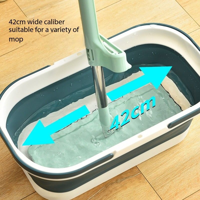 Outdoor portable hand-held plastic bucket, household multifunctional silicone mop bucket, rectangular folding bucket, mop basin
