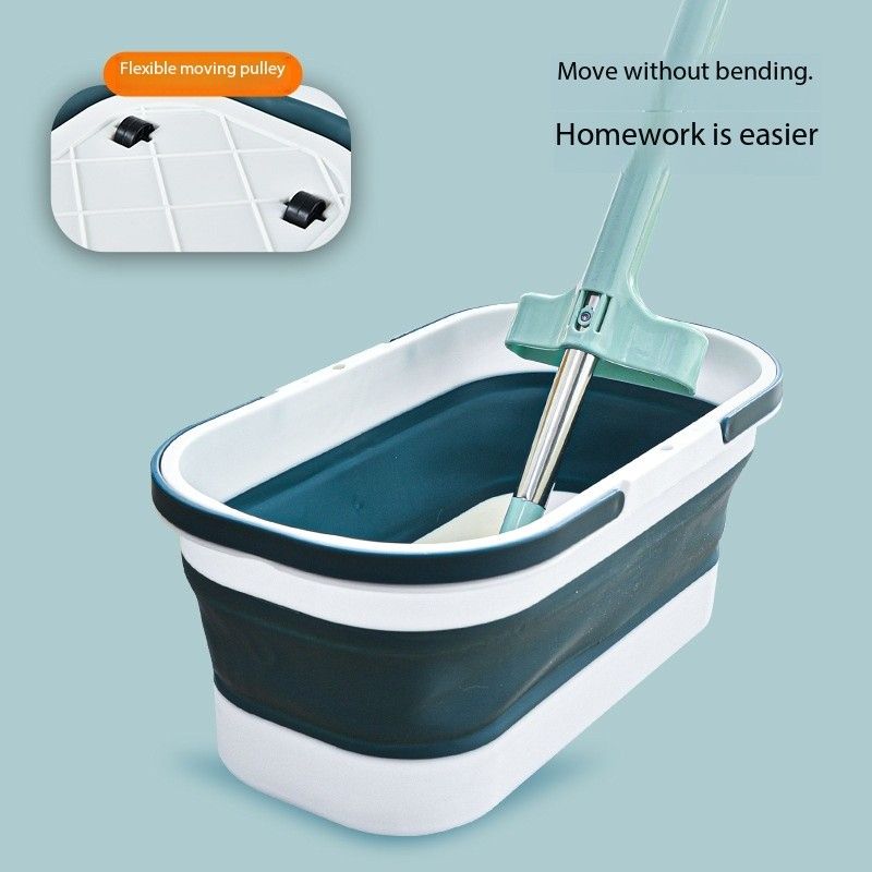 Outdoor portable hand-held plastic bucket, household multifunctional silicone mop bucket, rectangular folding bucket, mop basin