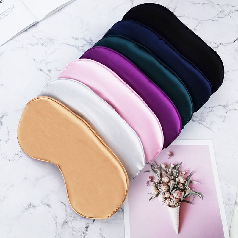 New double-sided silk like sleep eye mask with light blocking and elastic adjustment buckle, travel eye mask, solid color breathable beauty eye mask