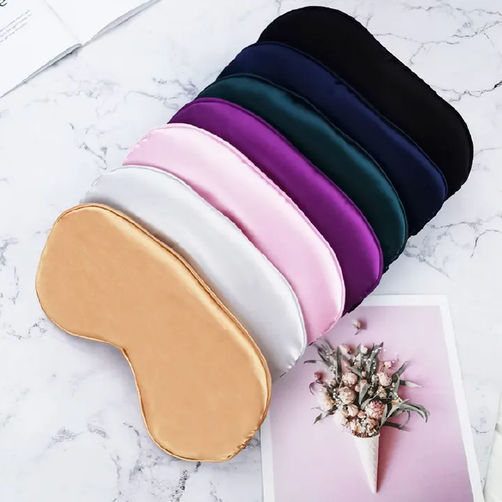 New double-sided silk like sleep eye mask with light blocking and elastic adjustment buckle, travel eye mask, solid color breathable beauty eye mask