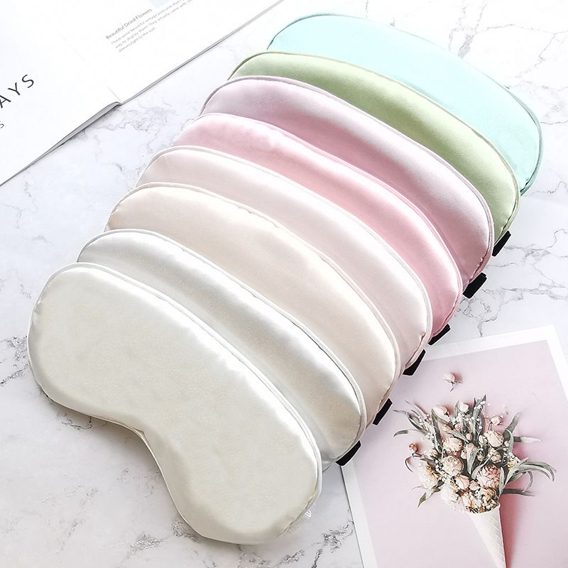 New double-sided silk like sleep eye mask with light blocking and elastic adjustment buckle, travel eye mask, solid color breathable beauty eye mask