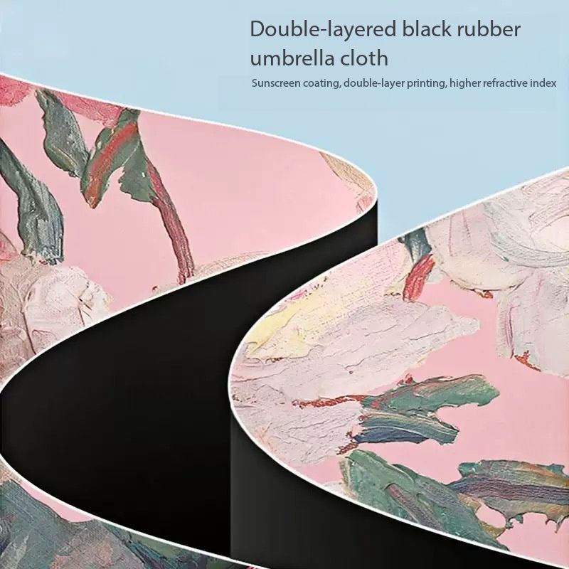 Double layer black adhesive sunshade umbrella, new three fold double-sided color sunshade for women, compact UV resistant bag umbrella folding