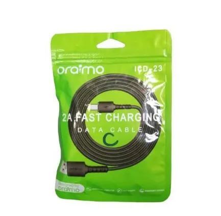 Oraimo Type-C Fast Charging Cable – Durable, High-Speed USB-C Charger for Android, Tablets, Power Banks, and More with Tangle-Free Design, Reinforced Connectors, and Efficient Data Transfer.