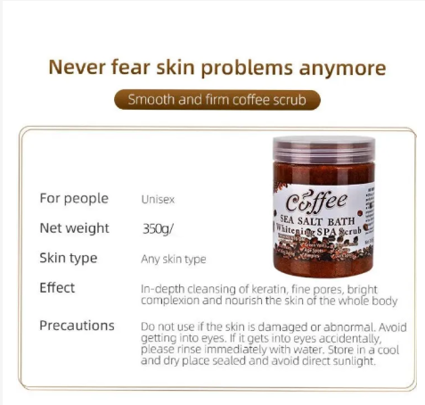Coffee Body Scrub for Exfoliation and Smooth Skin, Deep Cleansing Sugar Scrub for All Skin Types, Removes Dead Skin, Leaves Skin Soft and Glowing, Available 1KG, 680G, 350G