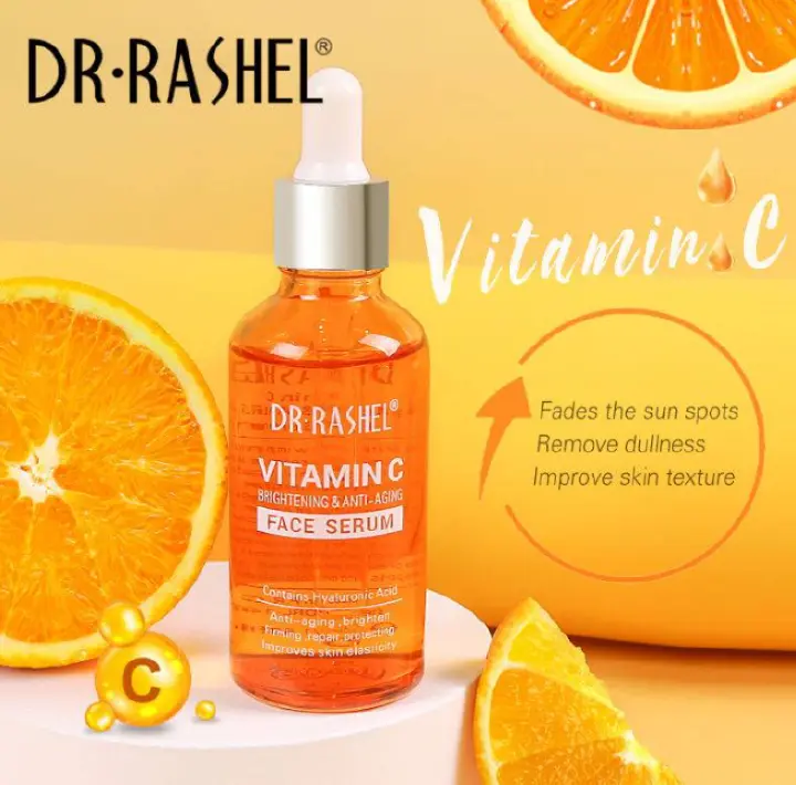Dr Rashel Vitamin C Serum 30ml, Brightening Face Serum for Glowing Skin, Reduces Dark Spots, Evens Skin Tone, Hydrating and Anti-Aging