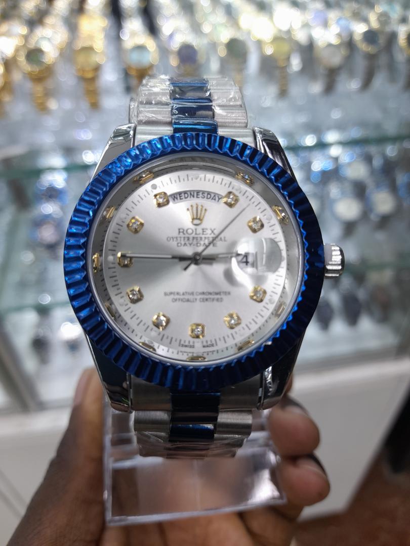 silver blue rolex wrist watches, rolex men watch,
