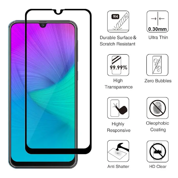 Screen Protector Full Cover Anti Fingerprint For Samsung A24, Samsung A54, ,TECNO Spark 5, TECNO Camon 16, TECNO Camon 15.Screen Guard Protector