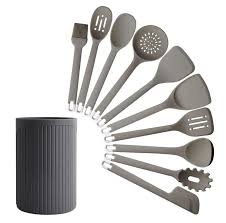 11PCs High Quality Silicone Serving and Cooking Spoon Set with Holder