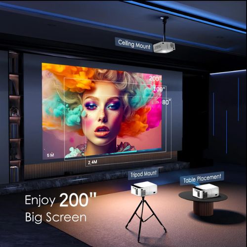 T5 Mini Projector, Android 4K Smart Wifi Projectors 3500 Lumens LCD Projector LED NETFLIX,YOUTUBE,PLAYSTORE.