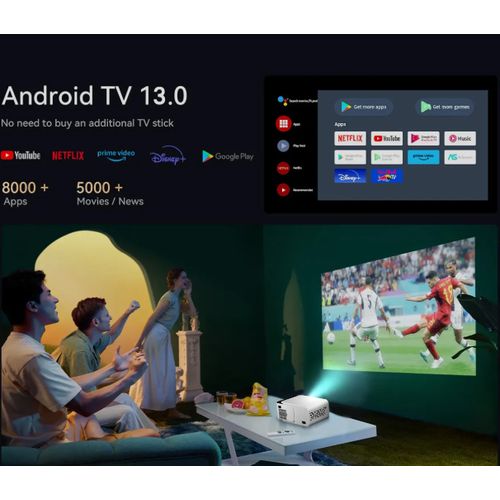 T5 Mini Projector, Android 4K Smart Wifi Projectors 3500 Lumens LCD Projector LED NETFLIX,YOUTUBE,PLAYSTORE.