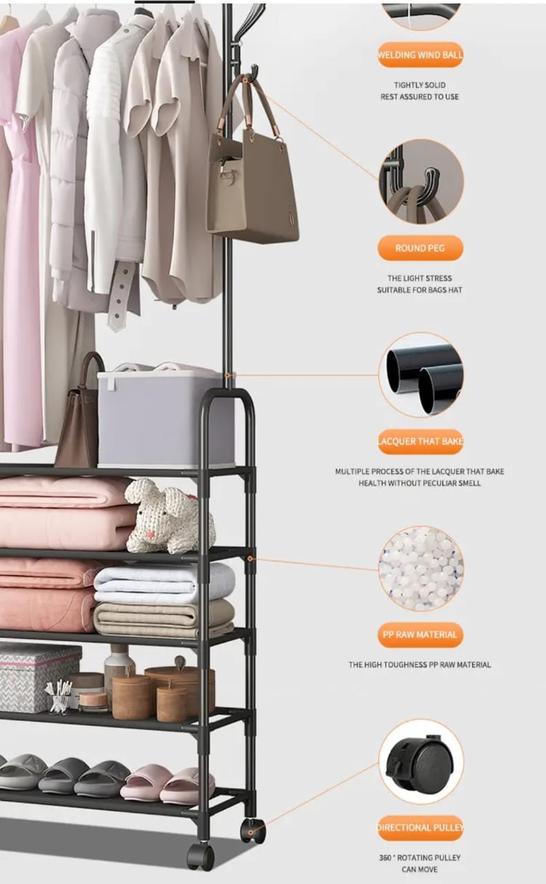Floor HangersShoe rackshanging Clothes RacksBedroom foyer shelves Multifunctional Shoe and Hat Racks metal detachable multifunction flexible storage holder and racks bag bedding coat and cap clothing