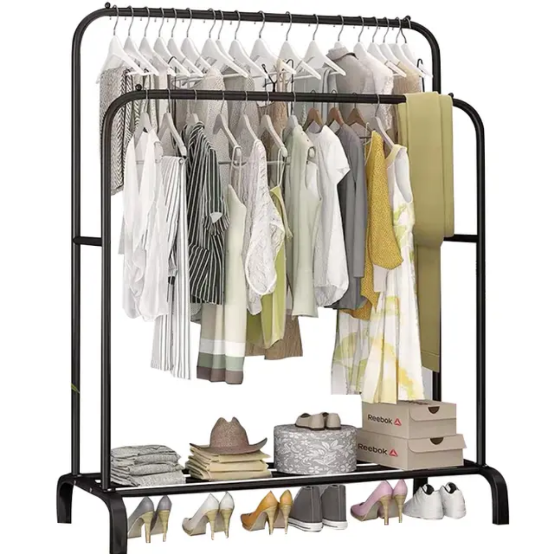 Hot Sale Mordern Metal Standing A ssemble Coat Racks with Shoe Stand Detachable Flexible Multiunction Clothing Organizer Storage Holder And Racks