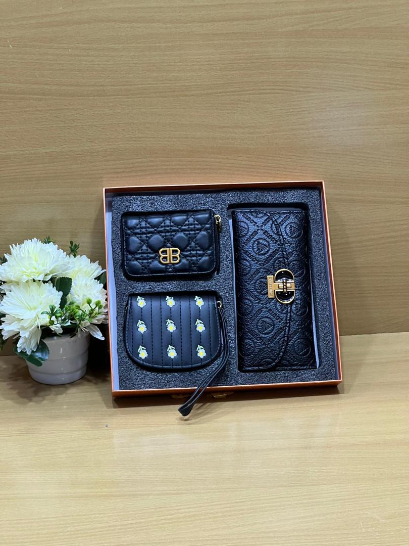 New Arrival 3 in 1Piece Set Wallet Luxury Handbags Purse for Women Gift Set Gift Box Card