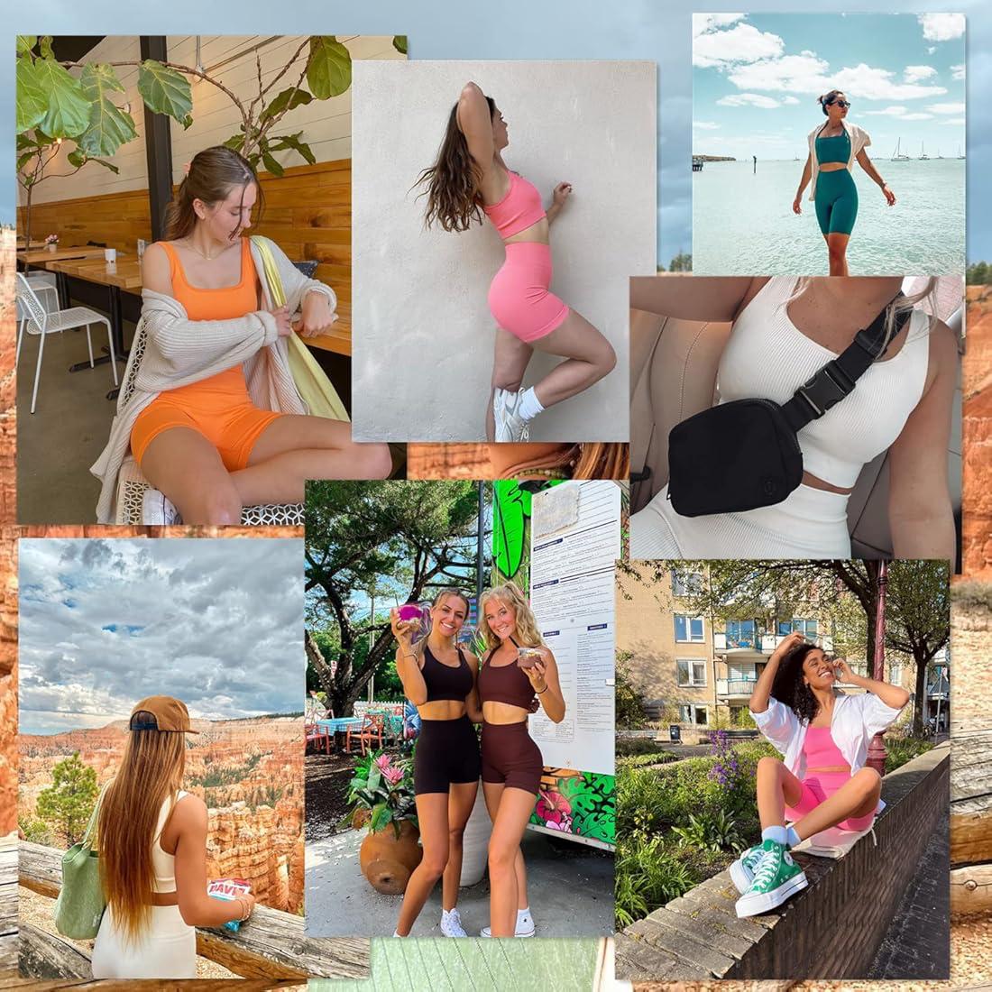 Seamless Yoga Leggings Ribbed Yoga Shorts Set Women High Waist Top Bottom Workout Set Fitness Set  Workout Outfit Lightweight Quick Dry Comfy Breathable Good Quality Athleisure Gym Clothes Gymwear