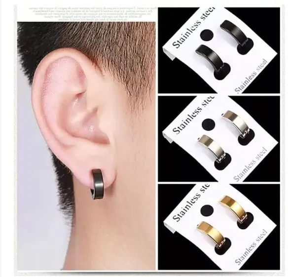 Ear Cuffs Clip-on Hoop Earrings Men & Women Studs Pierced Metal Cuff Pierced Ear Mens Jewelry Stainless Steel Clip-on Earrings