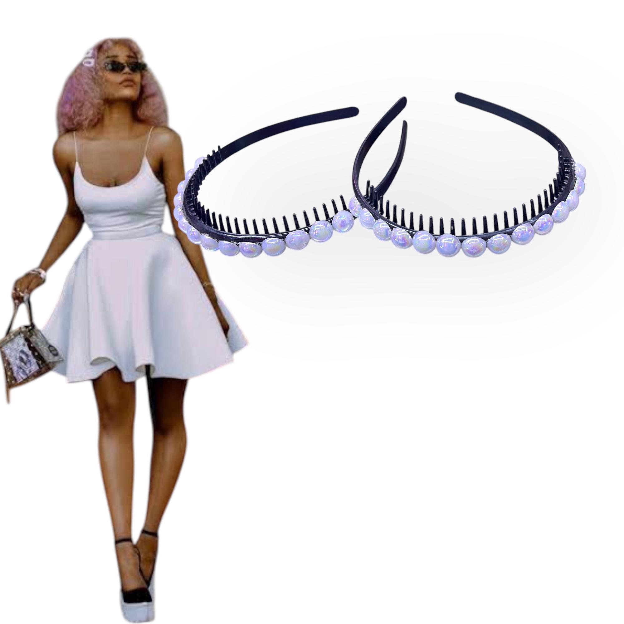 Sale Faux Pearl Bridal Headband 1pc Stunning Rhinestone Tiara Hairband Headdress Chic Gorgeous Feminine Instant Style Transformer Light Easy to Carry