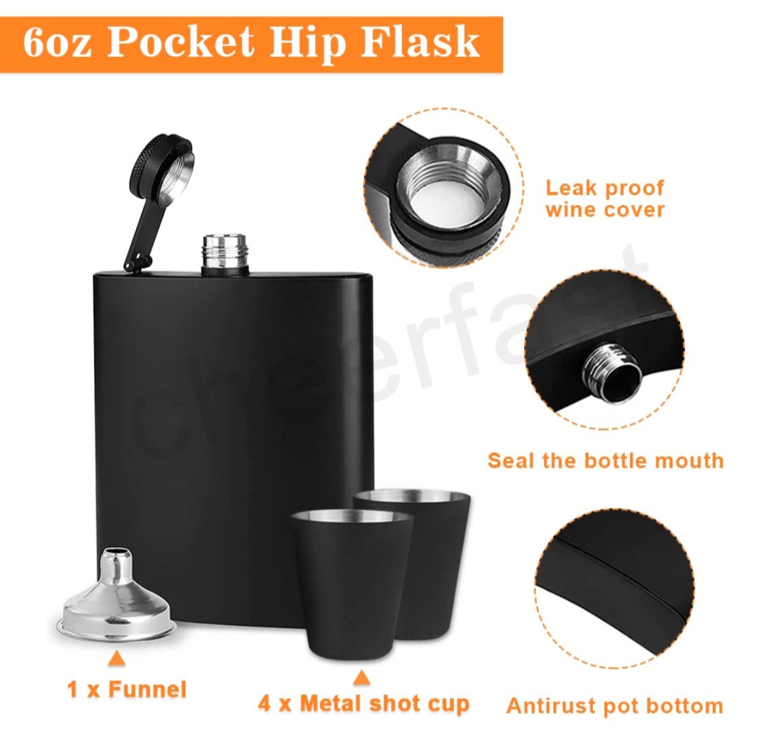 Alcohol Hip Flask Portable Traveller Hip Flask with 2 Shot Cups Trendy Engraved Leather Cover Stainless Steel Pocket Fit Thoughtful Gift Set Idea Fathers Day Gift Boyfriend Birthday Gift Car Accessory