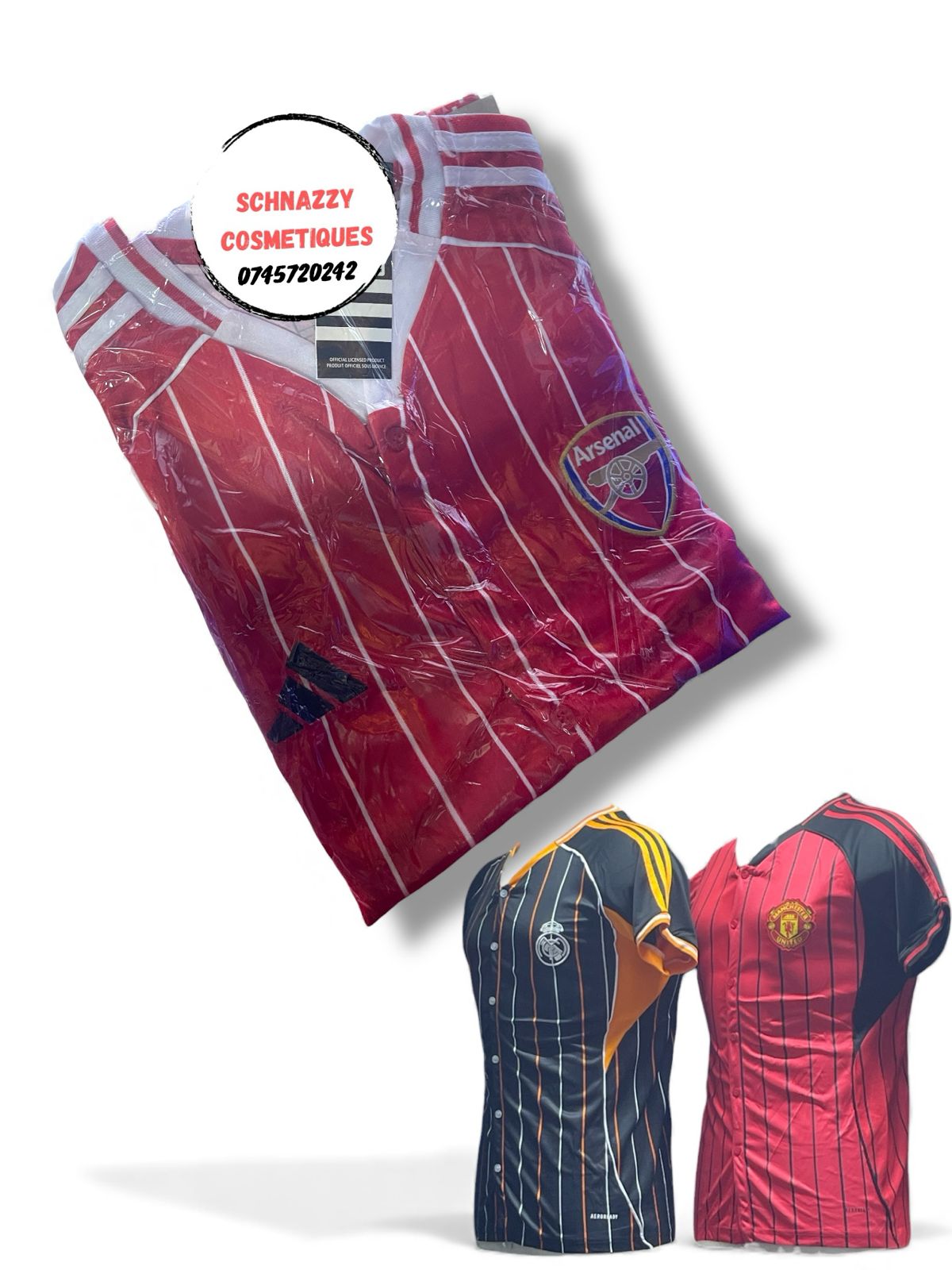NEW Limited Time Offer Sale Buttoned Up Style Baseball Striped Graphic Tshirt Classic Retro Look Loose Fitting Slight Stretch - ARSENAL JERSEY CHELSEA JERSEY MANCHESTER UNITED JERSEY