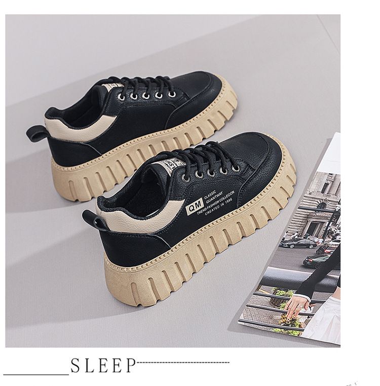 Women's White Sneakers - Korean Style Instagram Fashion Thick-Sole Platform Sports & Running Shoes for Students, Height Increasing Casual Lightweight Design