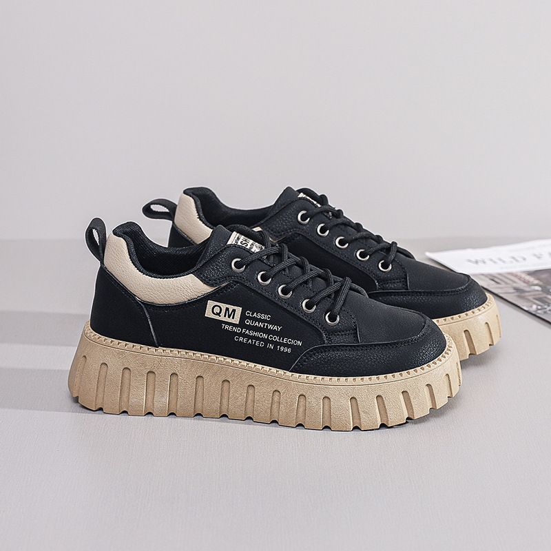 Women's White Sneakers - Korean Style Instagram Fashion Thick-Sole Platform Sports & Running Shoes for Students, Height Increasing Casual Lightweight Design