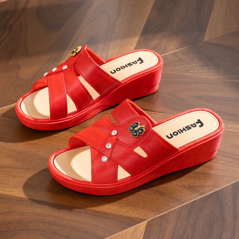 Heel 3CM Women's High Heel Slippers - Thick Sole Soft Bottom Sandals for Summer Outdoor & Home Wear, Anti-Slip Comfortable Social Wedge Shoes (Runs Small - Size Up 1)   (Fast delivery within 1-5 days)