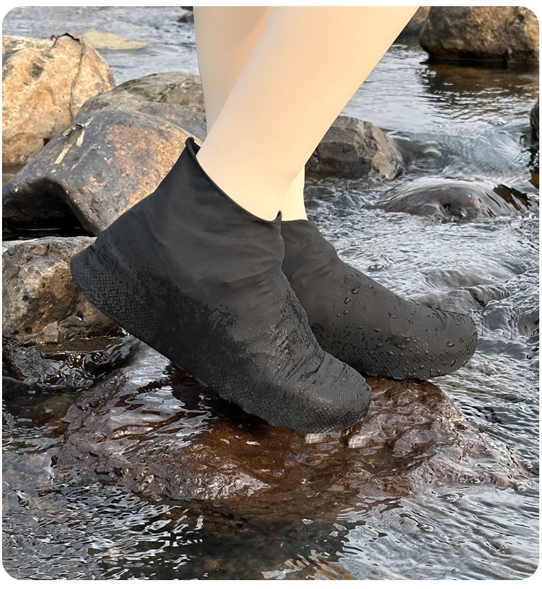 【2 Pieces】African Monsoon Essentials: 2.8mm Latex Overboots - Mud-Proof Rain Shoe Covers with 7-Level Anti-Slip Grip for Nairobi Flood Zones, Heavy-Duty Toe Armor in Vibrant Colors(FBK)(discount)