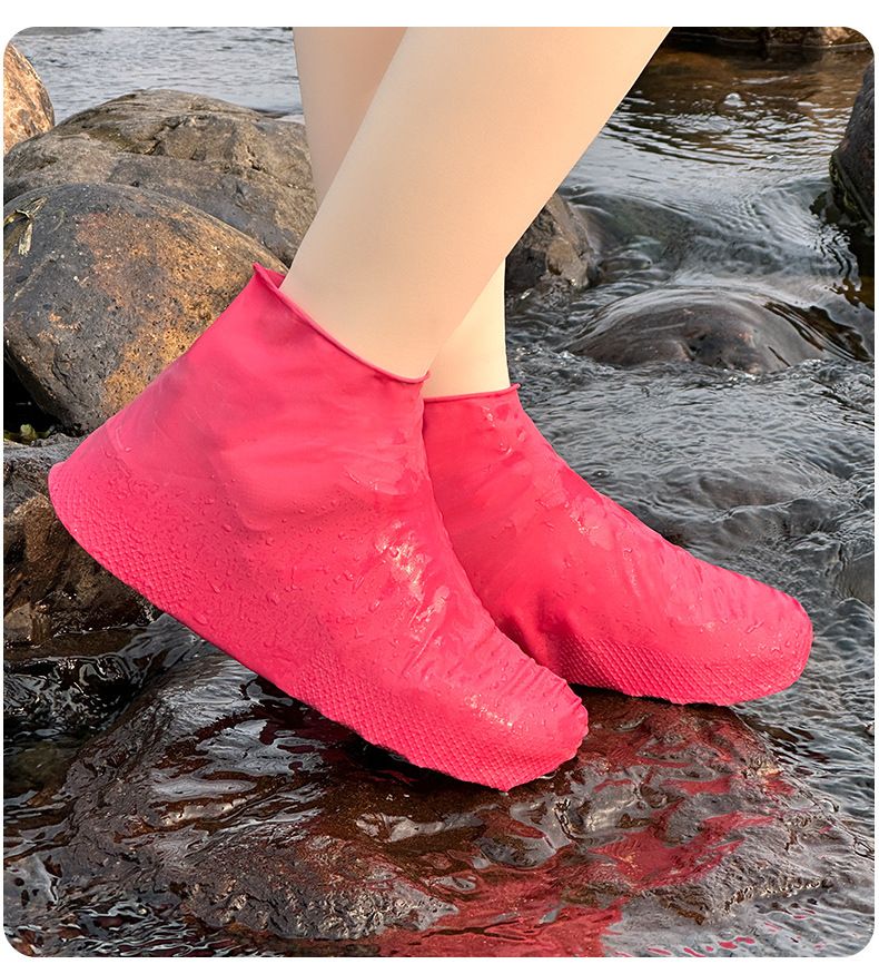 【2 Pieces】African Monsoon Essentials: 2.8mm Latex Overboots - Mud-Proof Rain Shoe Covers with 7-Level Anti-Slip Grip for Nairobi Flood Zones, Heavy-Duty Toe Armor in Vibrant Colors(FBK)(discount)
