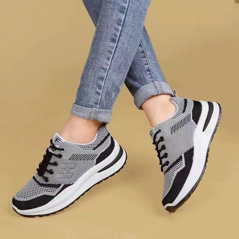 Women's Flyknit Running Shoes - Breathable Mesh Casual Athletic Sneakers with Cushioned Insole, Non-Slip Sole for Gym and Outdoor Activities, Fashion Lightweight Walking Shoes (FBK delivery 2-6 days)