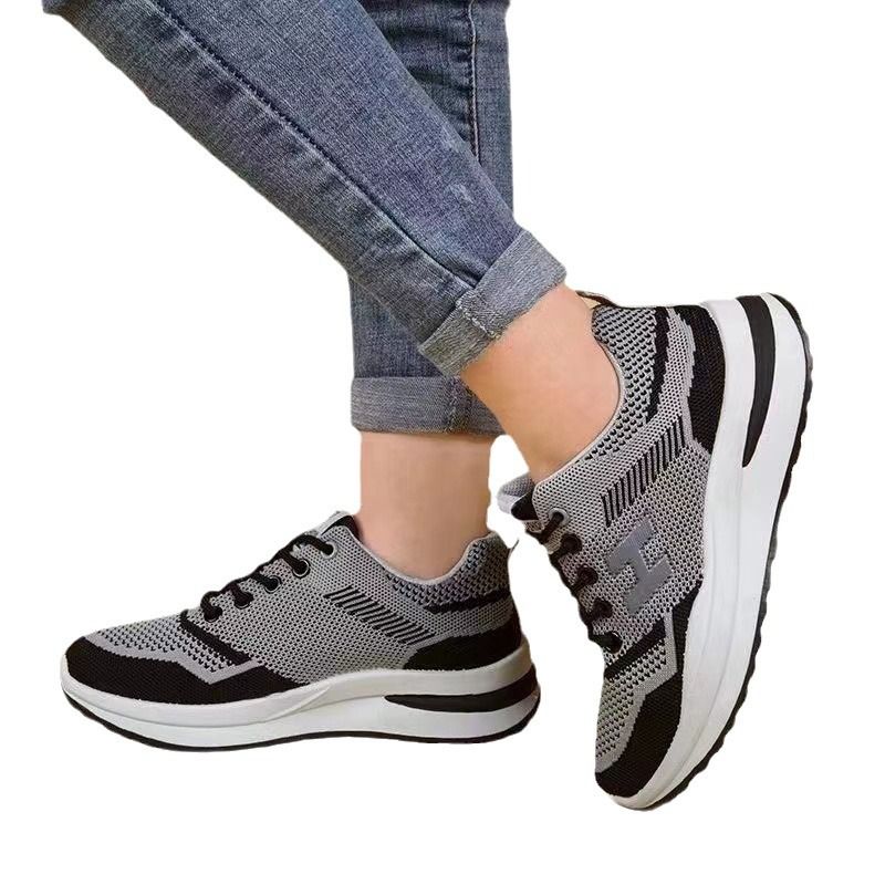 Women's Flyknit Running Shoes - Breathable Mesh Casual Athletic Sneakers with Cushioned Insole, Non-Slip Sole for Gym and Outdoor Activities, Fashion Lightweight Walking Shoes (FBK delivery 2-6 days)