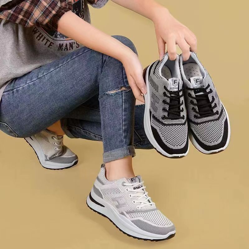 Women's Flyknit Running Shoes - Breathable Mesh Casual Athletic Sneakers with Cushioned Insole, Non-Slip Sole for Gym and Outdoor Activities, Fashion Lightweight Walking Shoes (FBK delivery 2-6 days)