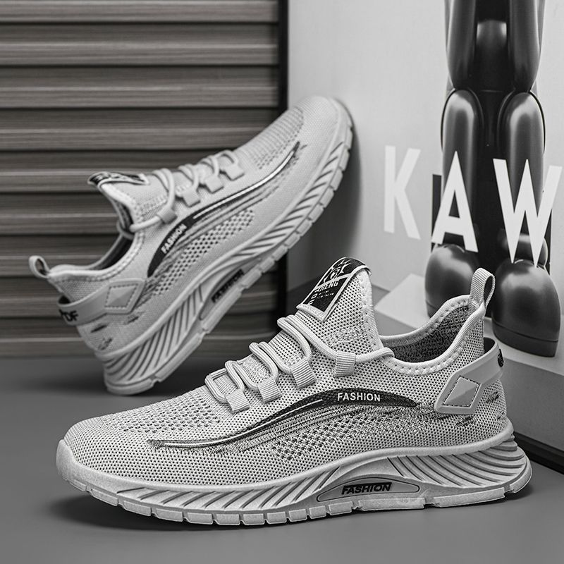 New Men's Sports Sneakers Man - Black Breathable Mesh PU Leather Shoes Viatu vya Kiume with Non-Slip Rubber Sole & Pull-on  Design for Urban Street Fashion